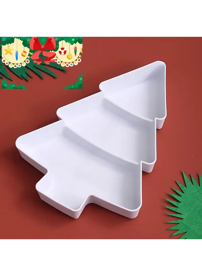 Red Christmas Tree Snack Plate 3 Compartments Food Safe Plastic Holiday Party Tableware - Image 4